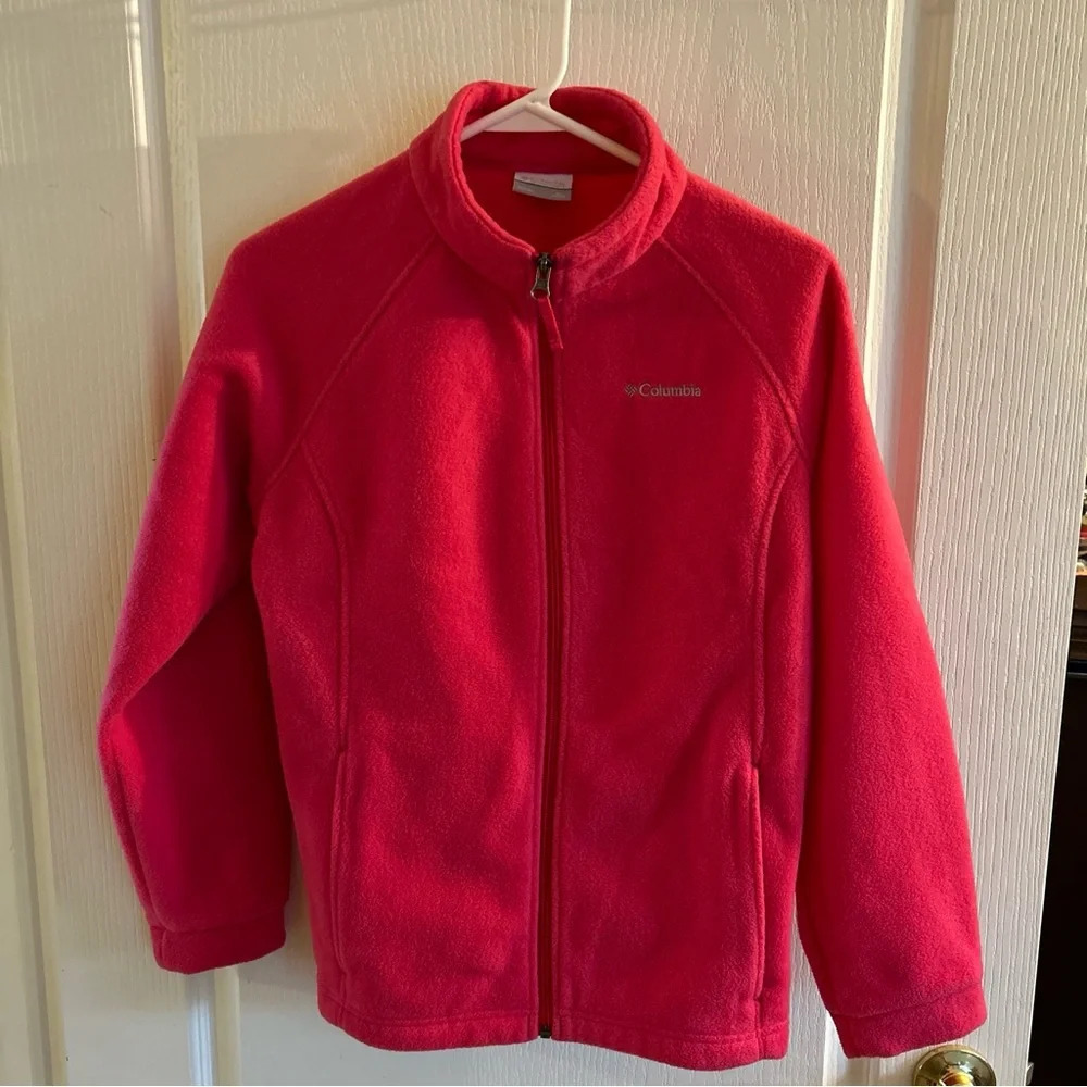 Columbia Girls XL 18/20 Pink Fleece Zip Up Jacket EUC